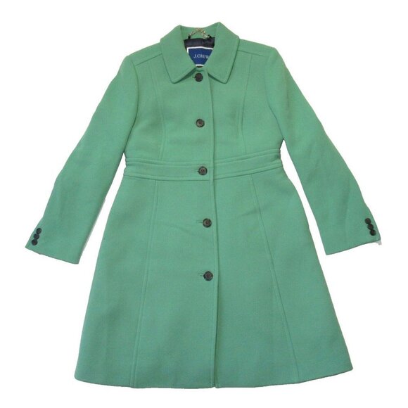 NWT J.Crew Classic Lady Day Coat in Fresh Grass Doublecloth Wool Thinsulate 10P